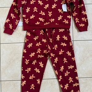 Better Together Gingerbread Pajama Set Womens XL Burgundy Fleece Lounge 2pc NEW